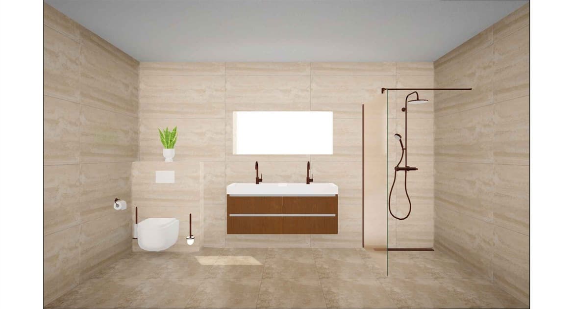 3D visualisatie badkamer — vooraanzicht